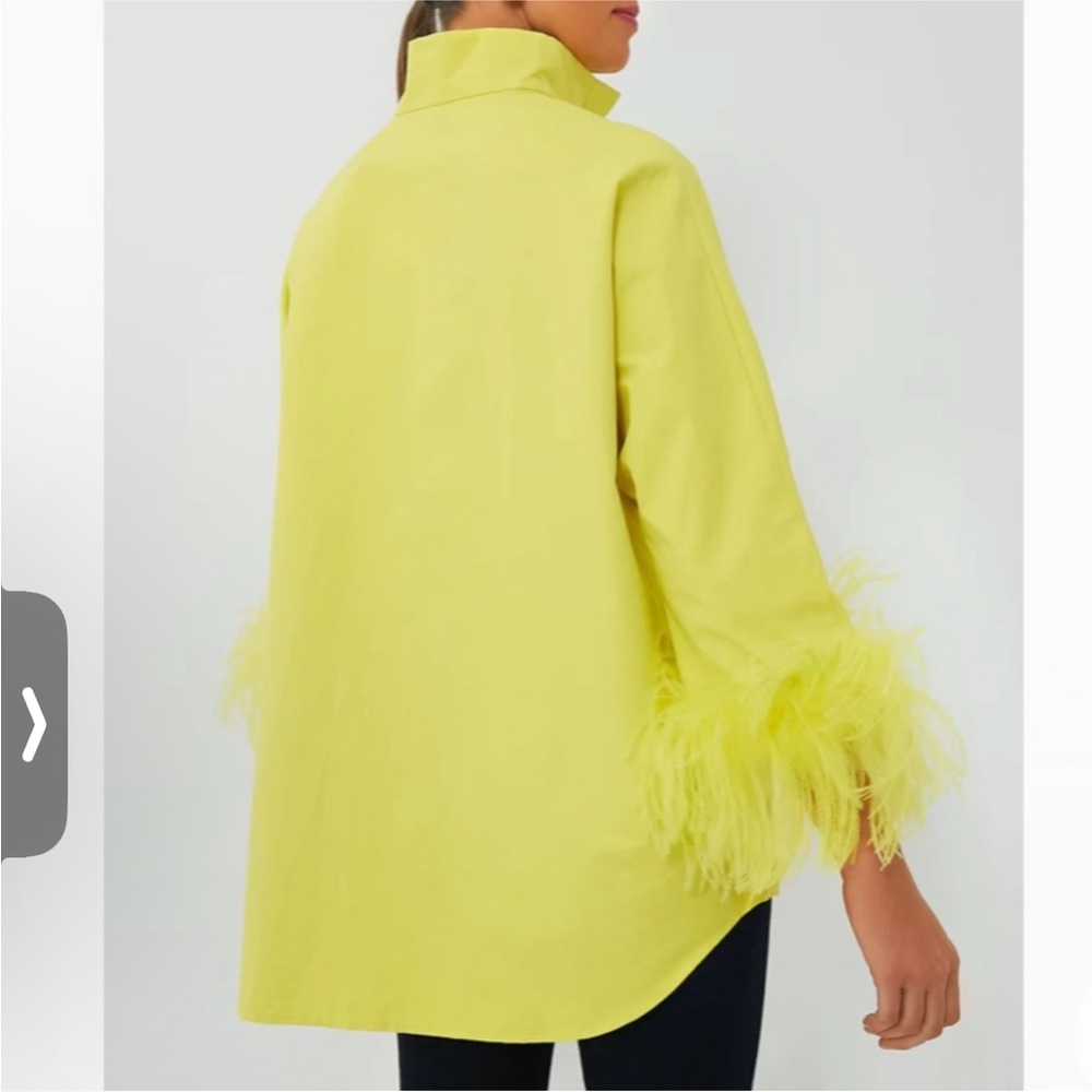 Tuckernuck Yellow Feather Trim Blouse